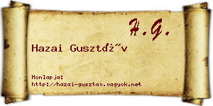 Hazai Gusztáv névjegykártya